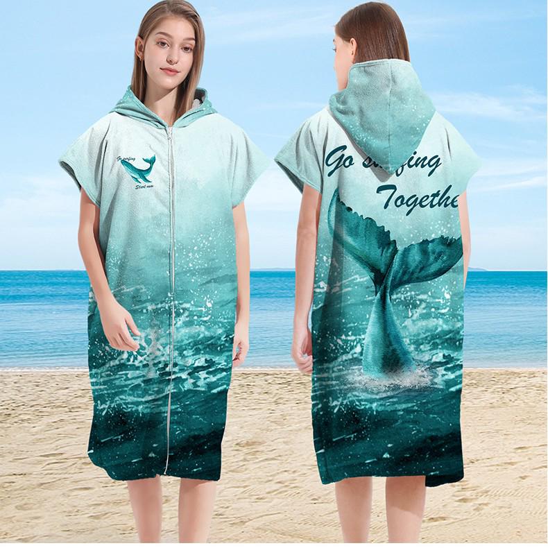 

Взрослый и детский быстросохнущий худи-пончо из микрофибры для пляжа и ванной Microfiber Towel Fabric Adult 110*75CM