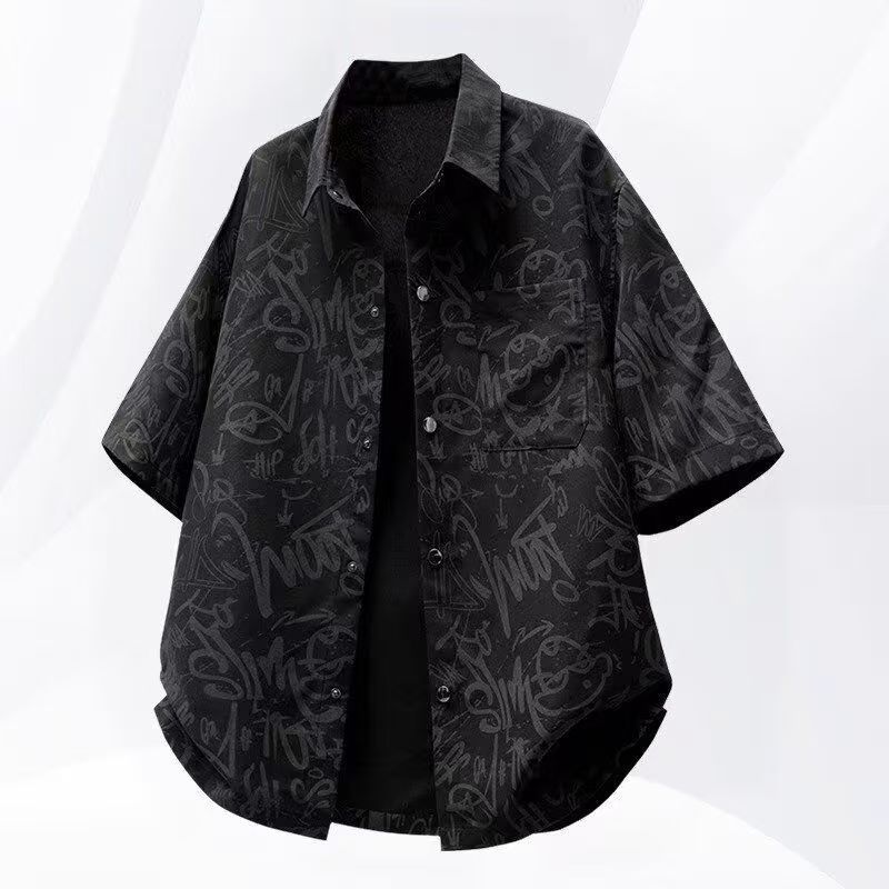 Men's Casual Sports Suit Summer Trendy Brand Versatile Short-Sleeved Shirt and Shorts Two-Piece Set