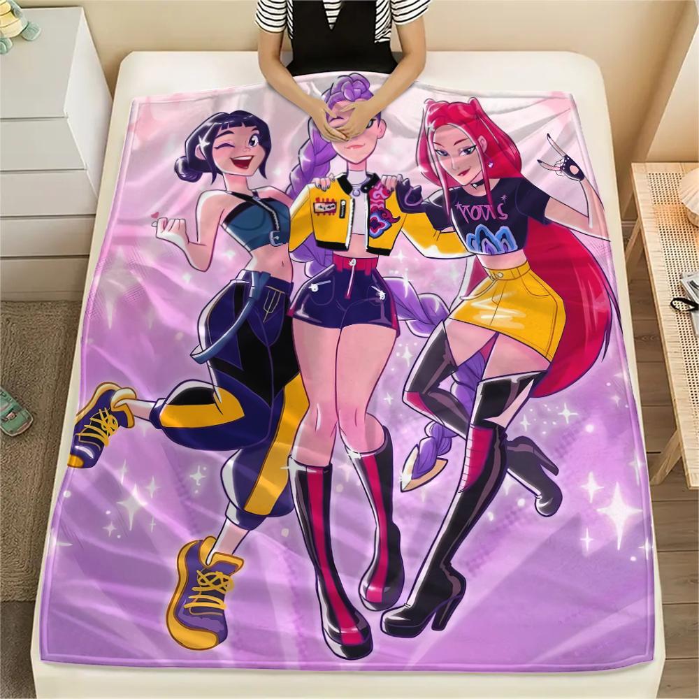 1pz Coperta in Flanella con Stampa Kpop Demon Hunters, Alta Qualità, Per Tutte le Stagioni, Decorazione per la Casa, Calore e Comfort, Perfetta per Regali di Natale
