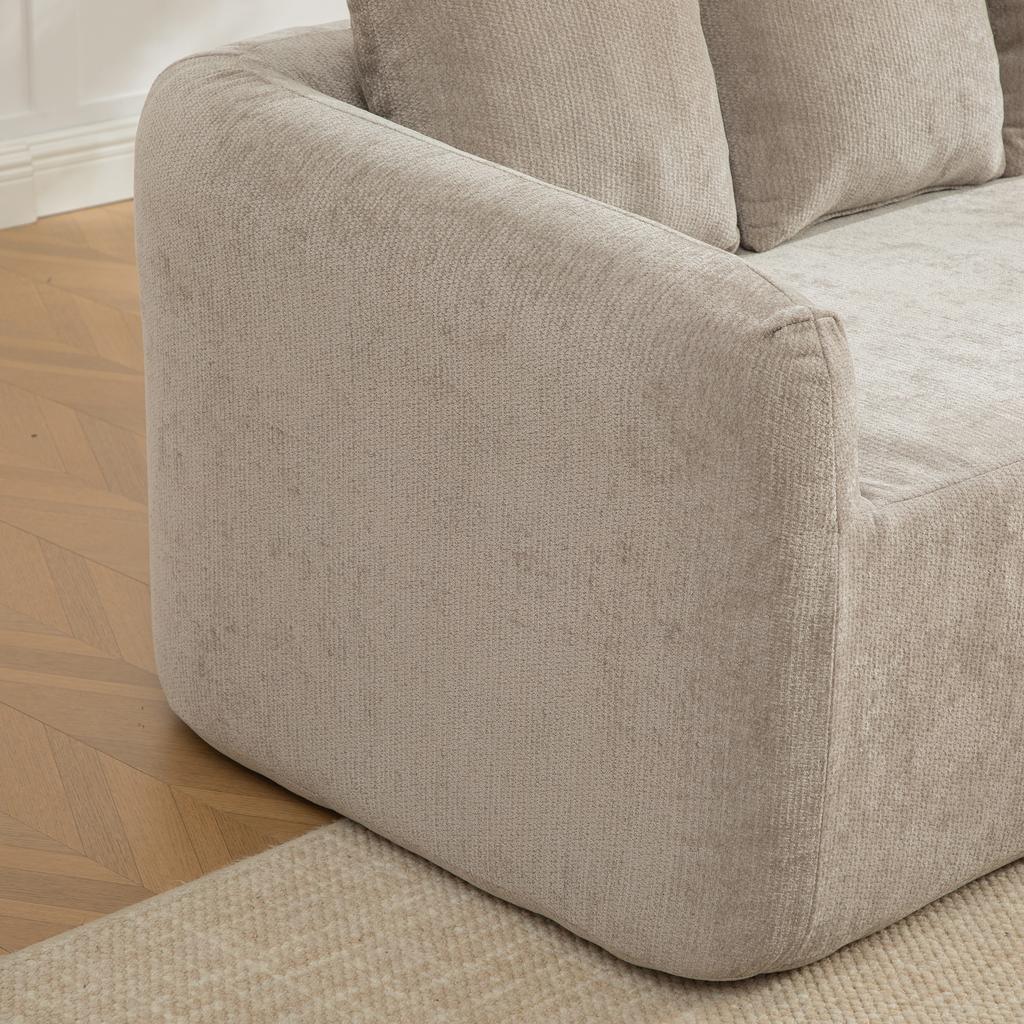 Modular Compression Sofa Made of Chenille Fabric, Filled with 30D High-elastic Foam. Easy To Move and with Non-slip Floor, Ideal for Living room.Gray