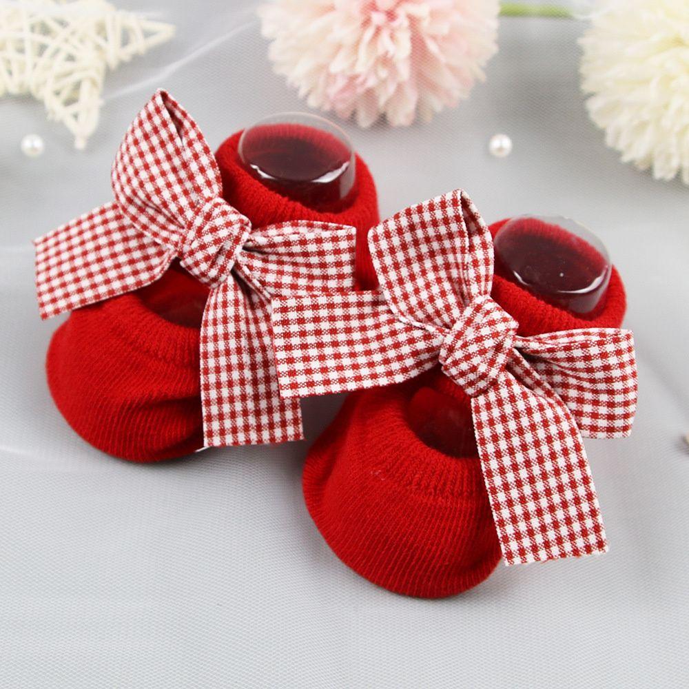 Cotton Red Newborn Baby Girl Socks Socks Headband Set Infant Anti Slip Socks Toddler Floor Socks