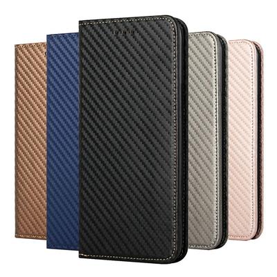 Carbon Fiber Flip Case For iPhone 16E 16 15 14 13 12 11 Pro XR 10 XS Max X 8 7 Plus Card Holder Phone Cover Magnetic Flip Wallet