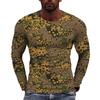 Men's Camouflage Printed Long Sleeve T-shirt European Size Casual round Neck Top Trendy Autumn Wear