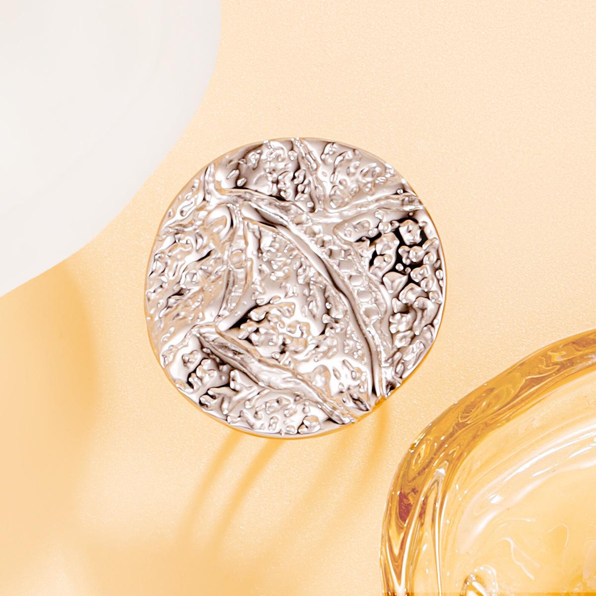Geometric Round Stainless Steel Ring - Women s Retro Irregular Design