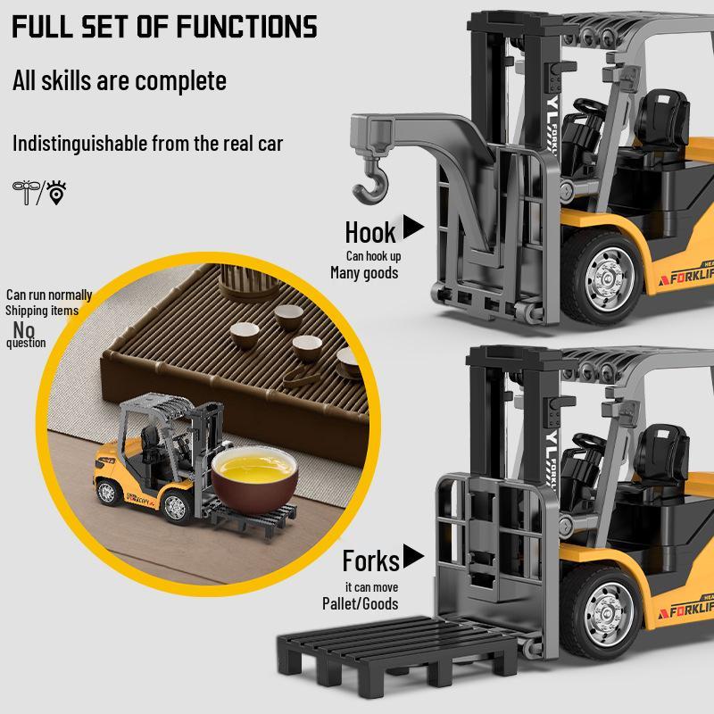 1:64 Bluetooth Mini Alloy Forklift RC Car Model Ornament Desktop Toy