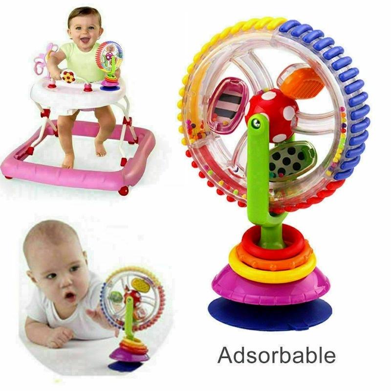 Rainbow Toddler Ferris Wheel Baby Toy Rattle Clanking Suction High Chair Toys