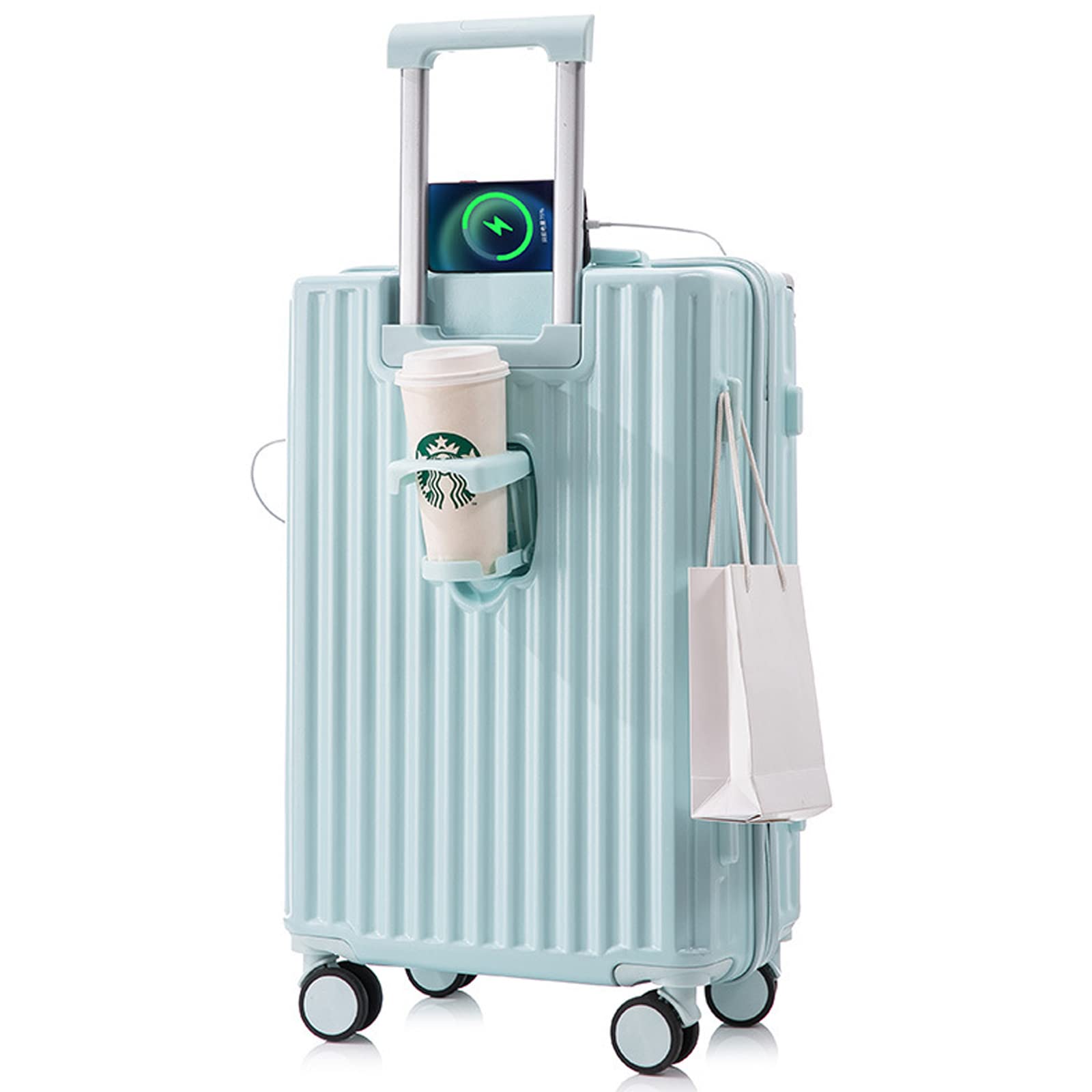 

Carry Business Includes Cup USB 360 Degree Ultra [Manatsulife] Case, Suitcase, Travel, Trip, Shockproof, Holder, Port, Rotation, Lock, Quiet, Light, синій