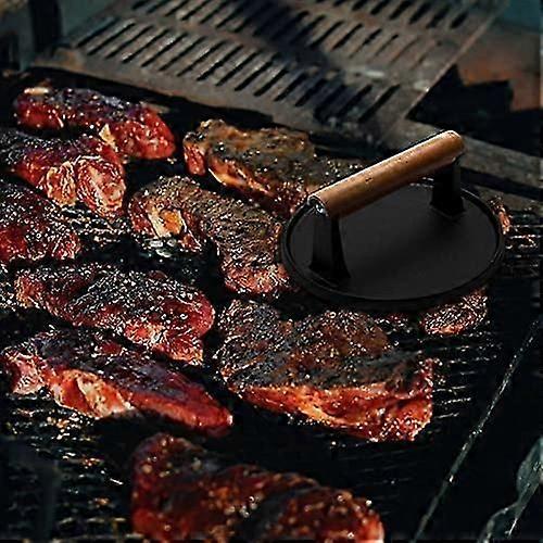 Cast Iron Grill Press with Long Handle Grip for Even Sear and Heat Retention, 2 in 1 Design
