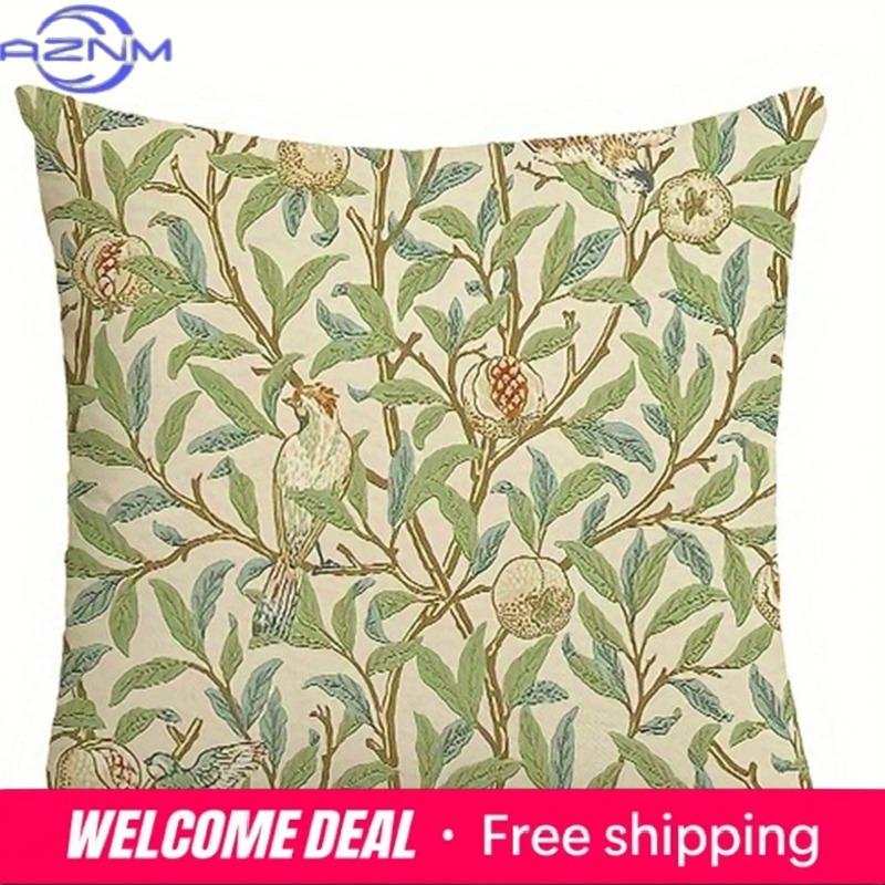 Hemrum Dekorativ Kuddfodral Retro Växt Blommönster Tryckt Kuddfodral Vardagsrum Soffa Stol Kuddfodral