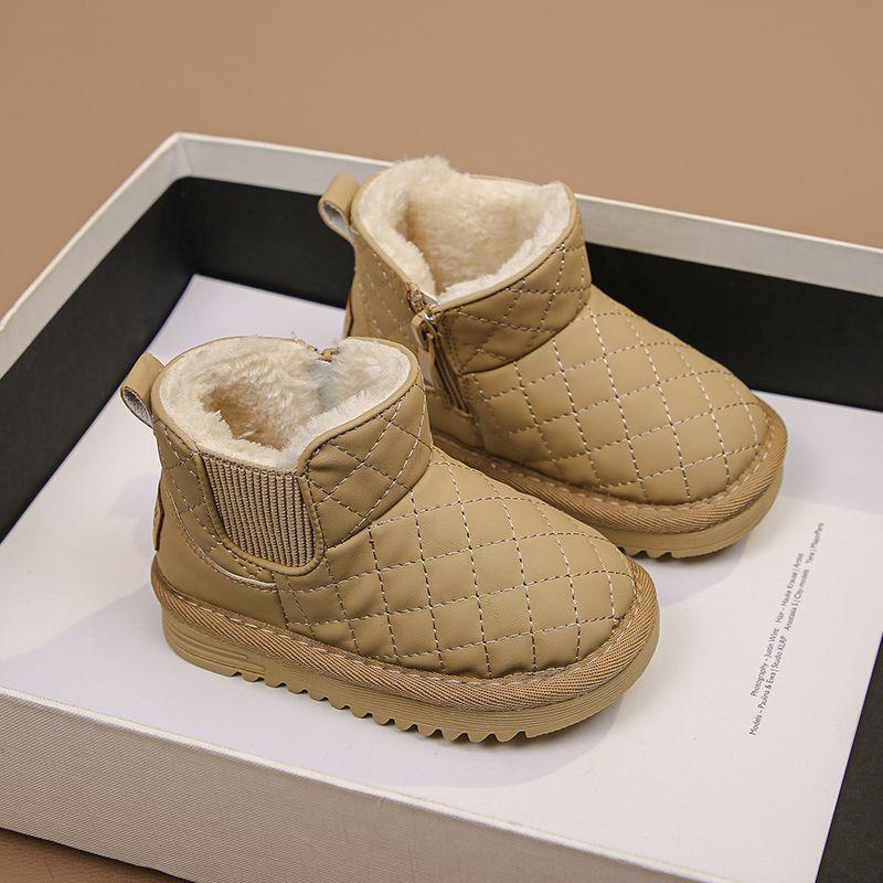Children's snow boots girls winter 2025 new cotton shoes toddler shoes fleece shoes baby thickened men's winter shoes