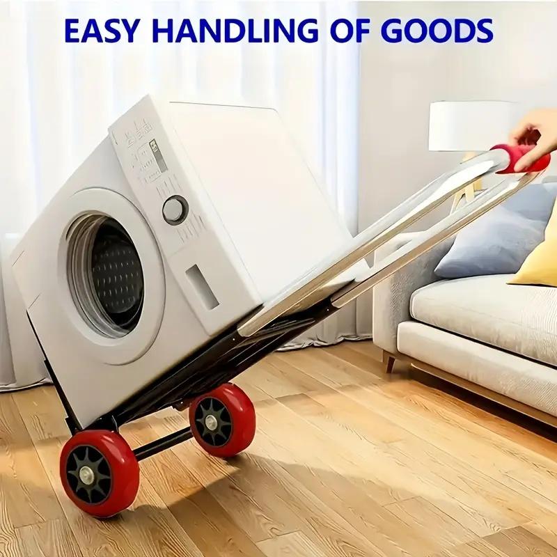 Folding Trolley with Retractable Handle, Sponge Handles - Ergonomic Design for Effortless Cargo Handling, Indoor/Outdoor Use, Versatile Mover