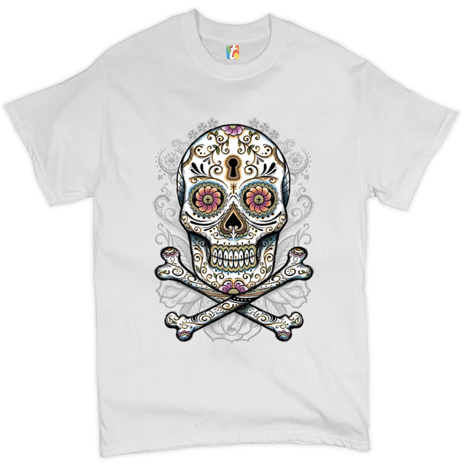 Calavera Sugar Skull T-shirt Mexican Day of the Dead Dia de Muertos Men s Tee S