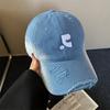 Vintage edging letter embroidery red baseball cap women's spring summer new big head circumference cap