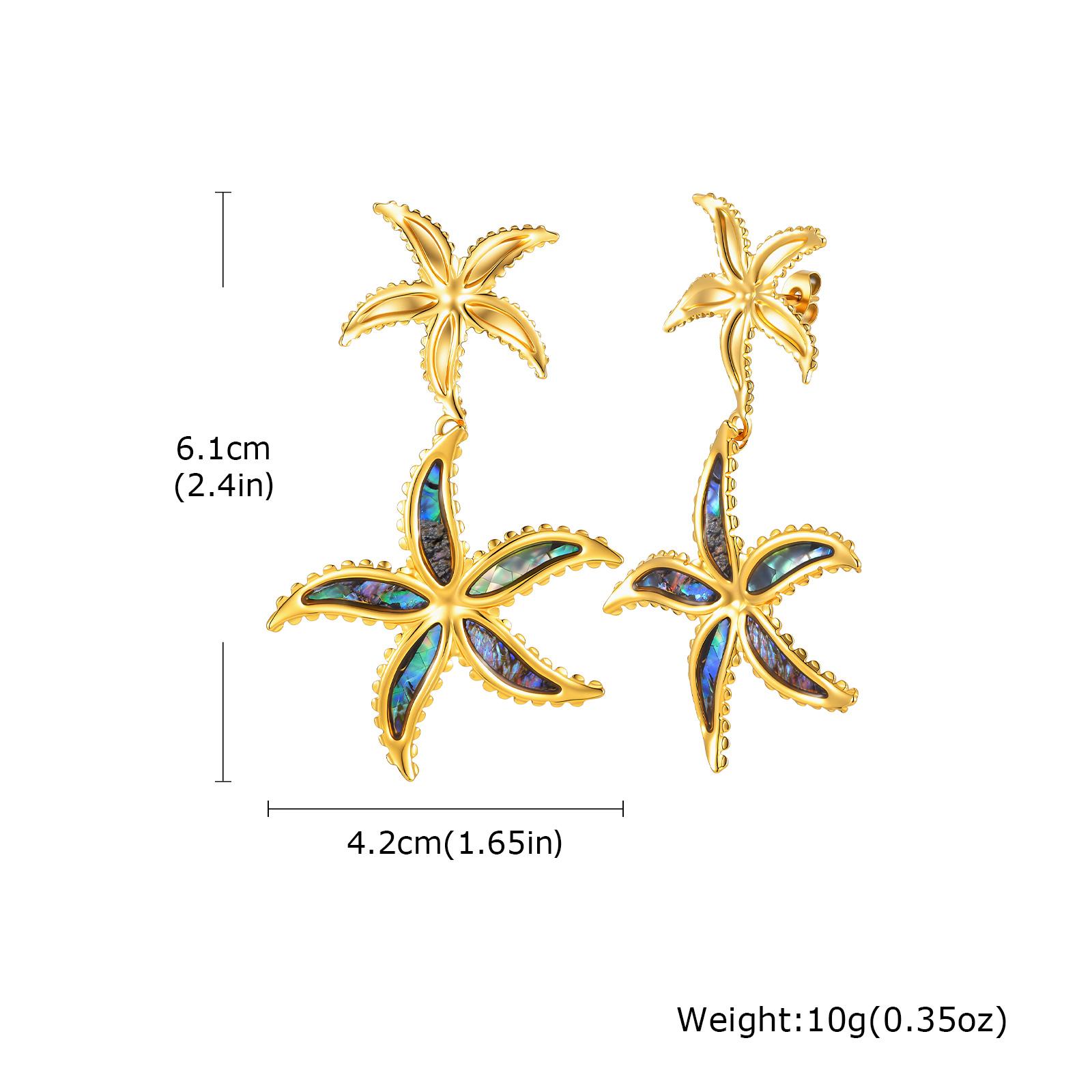

Abalone shell Starfish Large Dangle Drop Earrings for Women, Elegant Stainless Steel Pendant Earrings, Stylish Statement Jewelry