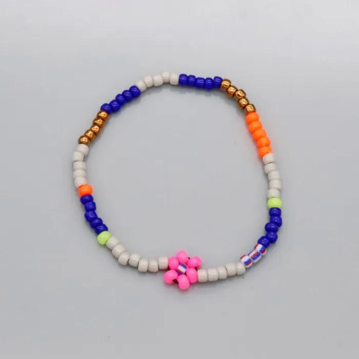 Soft Color Flower Beads Mix Bracelet Layered Flower Bead Bracelet 3 Colors