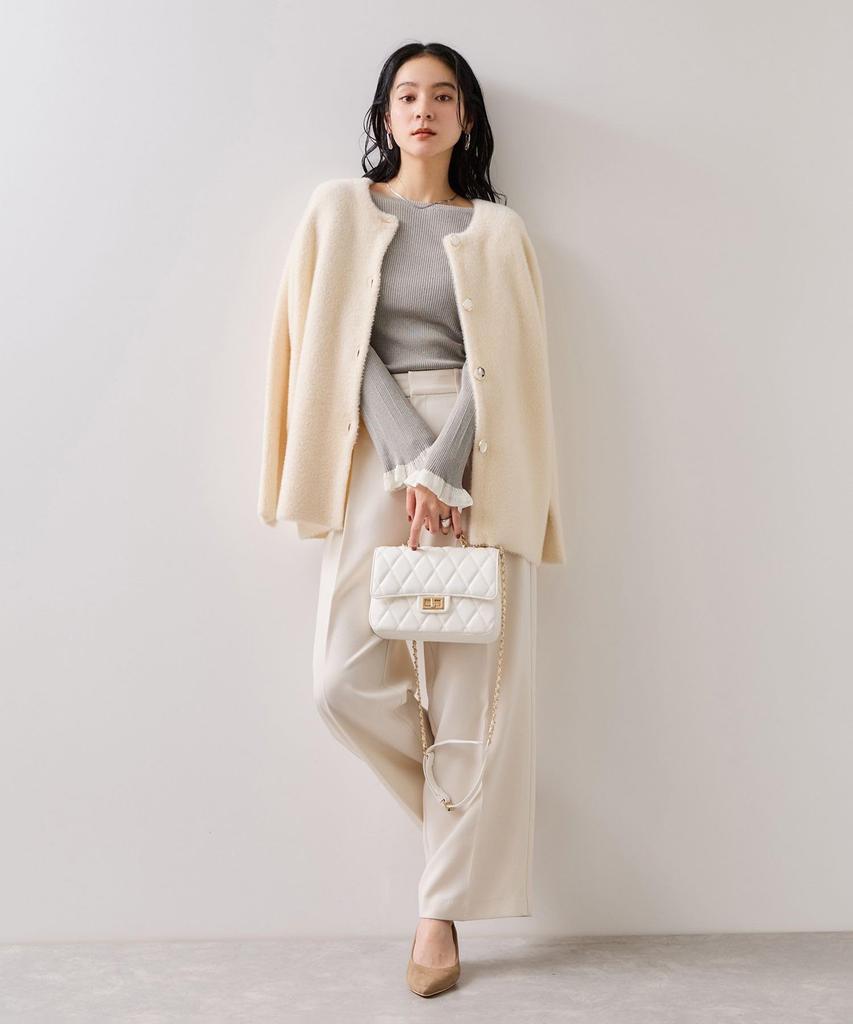 [BIS] Spitzengestrickter Pullover mit Bündchen, Hellgrau (08) F.