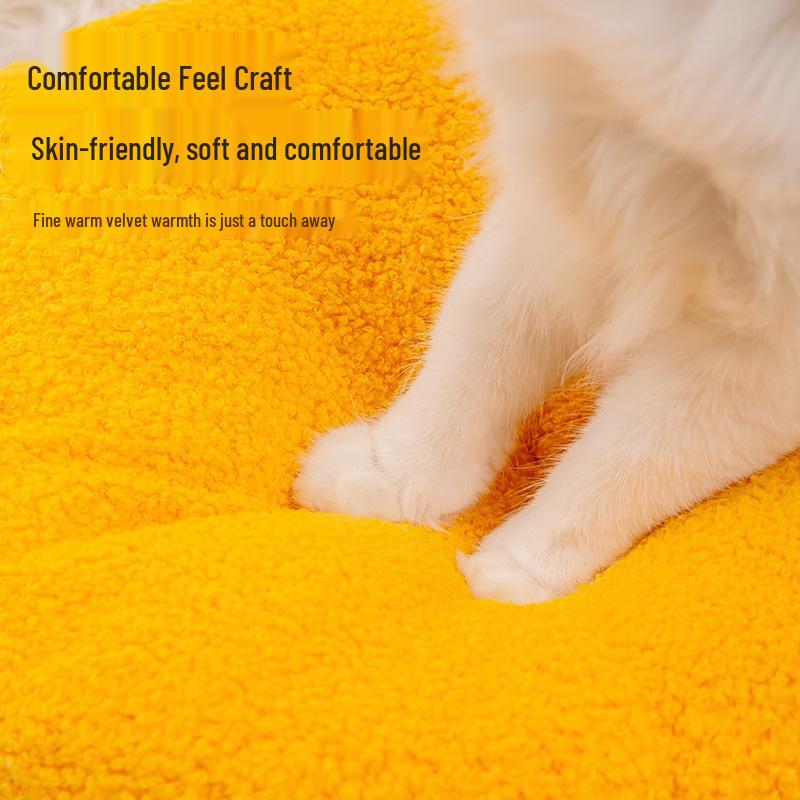 2025 New Plush Half-Closed Warm Winter Cat Nest with Bell