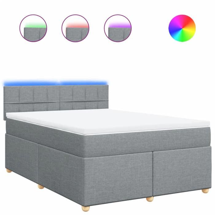 VidaXL Slatted Bed Base with Mattress Light Grey 160x200cm Fabric 3289031