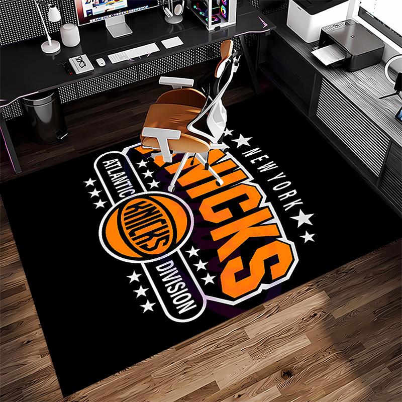Kober s potiskem loga Knicks - Měkký, omyvatelný, protiskluzový vnitřní kobereček pod kancelářské židle, do obývacího pokoje, domácí kanceláře, dekorativní kobereček