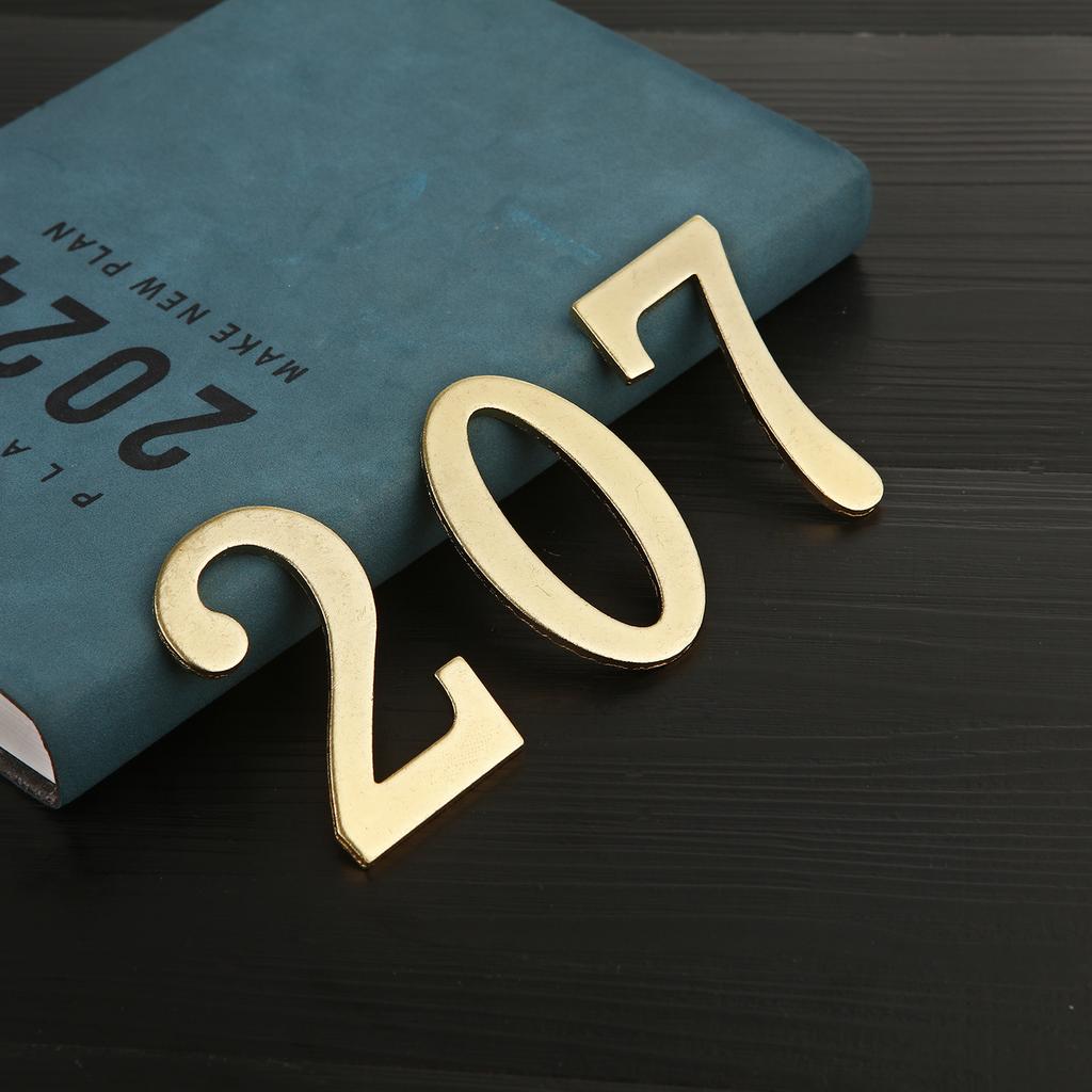 Golden Metal Door Number with Magnets 7*4cm House Number Apartment Door Number for Outdoor Hotel Home Mailbox Label