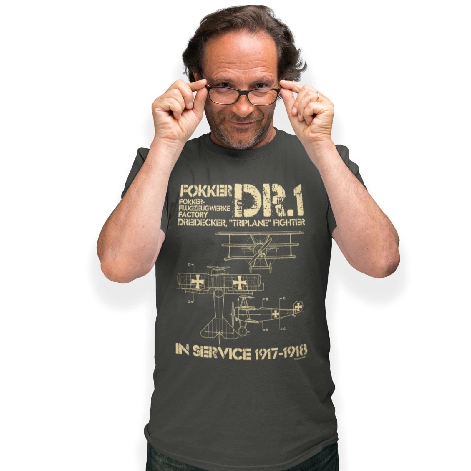 Fokker DR 1 triplane Dreidecker Fighter Plane WW1 Aircraft T-Shirt Blueprint S