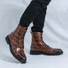 Herrenmode Alligator-Muster Spitz Business Casual Stiefelette Männlich Winter High Tops Neue Bequeme Chelsea Lederschuhe
