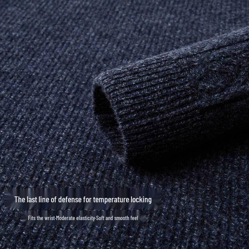 ROMON Men's Thickened Wool Blend Pullover Sweater