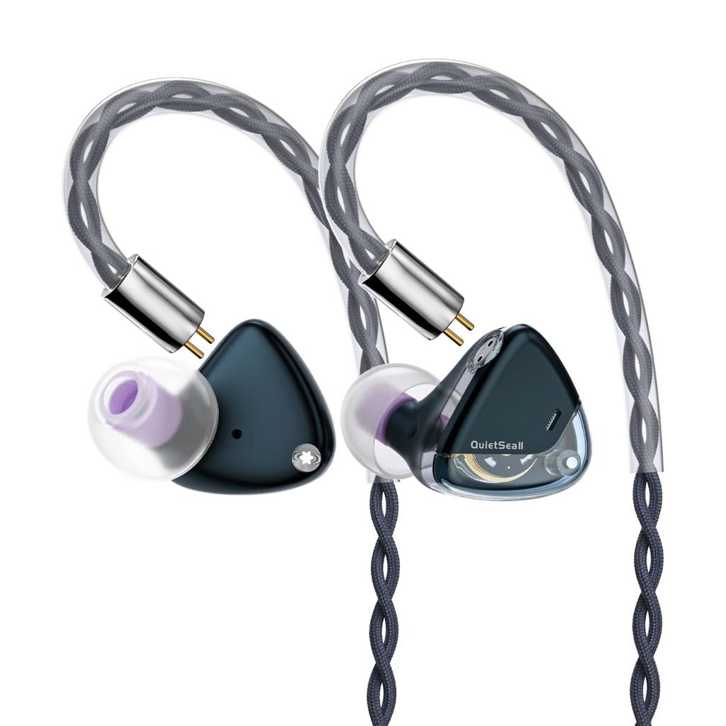 ROSESELSA Monitor con Diaframma Dinamico 1DD HIFI Cablato con Cavo IEM Modulare "QUIETSEA II" Driver In-Ear, Auricolare, 3.5mm/4.4mm (blu)