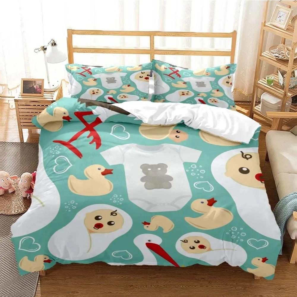 Cartoon Cute Print Digital Print Polyester Bedding Sets  Covers Boys Bed Linen Set Teens Bedding Set