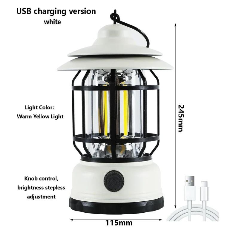 Camping Lamp Outdoor Retro Lantern Torch LED Light Retro Hanging Lamp Rechargeable Portable Campsite Light Tent Emergency Light Christmas Lighting
