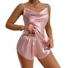 Buz İpek Atlet Pijama Kadın Moda Anlayışı İki Parça Ev Giyim İnce Ev Askılı Şort Takımı