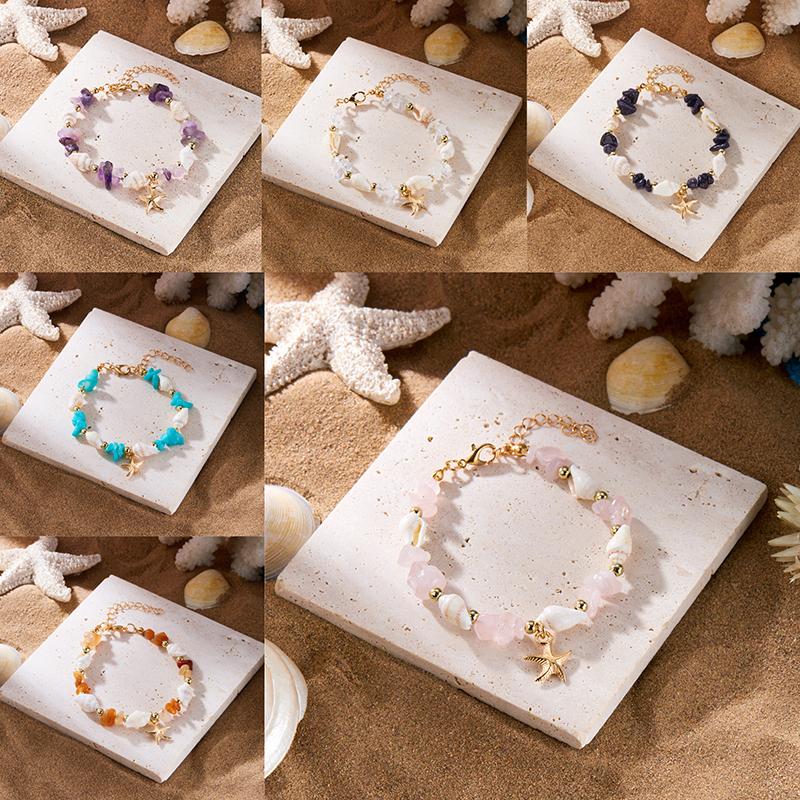 Bohemsk Strand Sjøstjerne Konkylie Perlekjede For Kvinner Jenter Sommer Havskjell Sjøstjerne Armbånd Feriestil Ankellenke Gaver