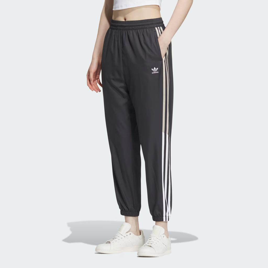 Adidas Originals Tape Woven Pants With Three Stripes And Cuffed Ankles Women Bottoms Black IN1018