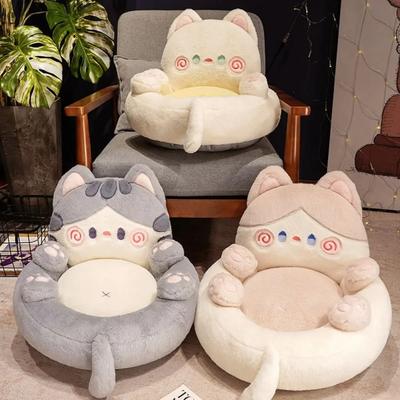 Cartoon Chair Cushion Backrest Integrated Plush Seat Kitten Comfortable Livingroom Sofa for Children Warm Lazy Person Sofa Cute