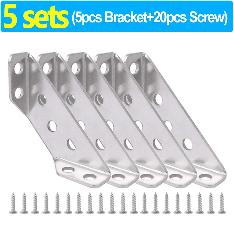Universal Furniture Corner Connector Stainless Steel Corner Brace with Screws Cabinet Support Fixing Frame Angle Shelf Brackets