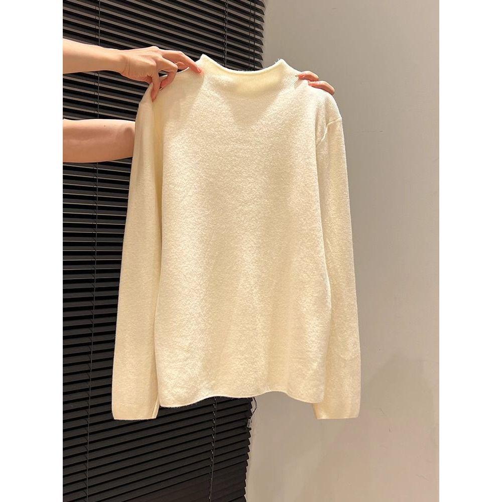 Women's Luxury Slim-Fit Stand-Up Collar Sweater – Soft Knit Long-Sleeve Base Layer for Autumn/Winter