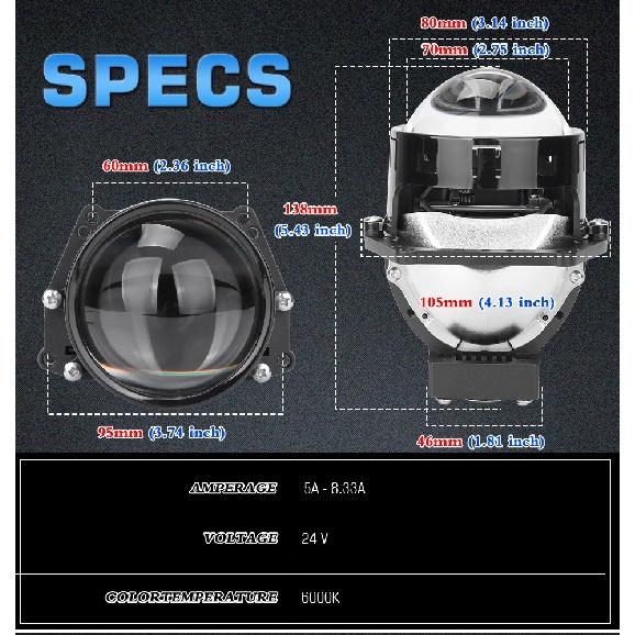 3.0 inch 300W Bi-LED 6PCS+3PCS Car Headlight Projector Lens for Hella 3R G5 30000LM High Low Beam Retrofit Halo Light 6000K