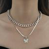 SE ME Collana con Ciondolo Farfalla Colore Argento Vintage per Donna Uomo Collane Catena Cubana Hip Hop di Tendenza Gioielli Accessori Regalo