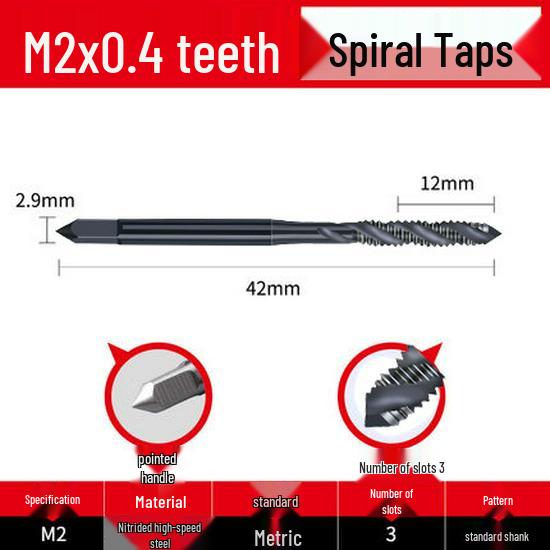 Cobalt Nitride Spiral Tap for Stainless Steel (Drill Bit: M4, M5, M6, M8, M10)
