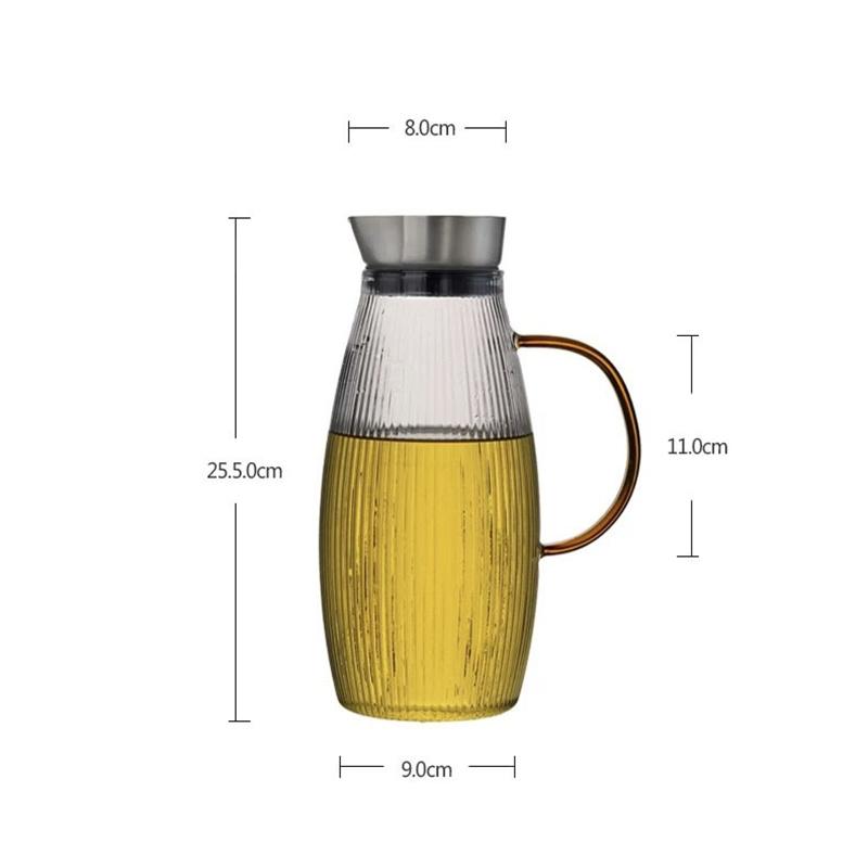 Large-capacity 1500ml Vertical Striped High Borosilicate Glass Cold Kettle Fruit Lemon Water Bottle Beverage Juice Drink Jug