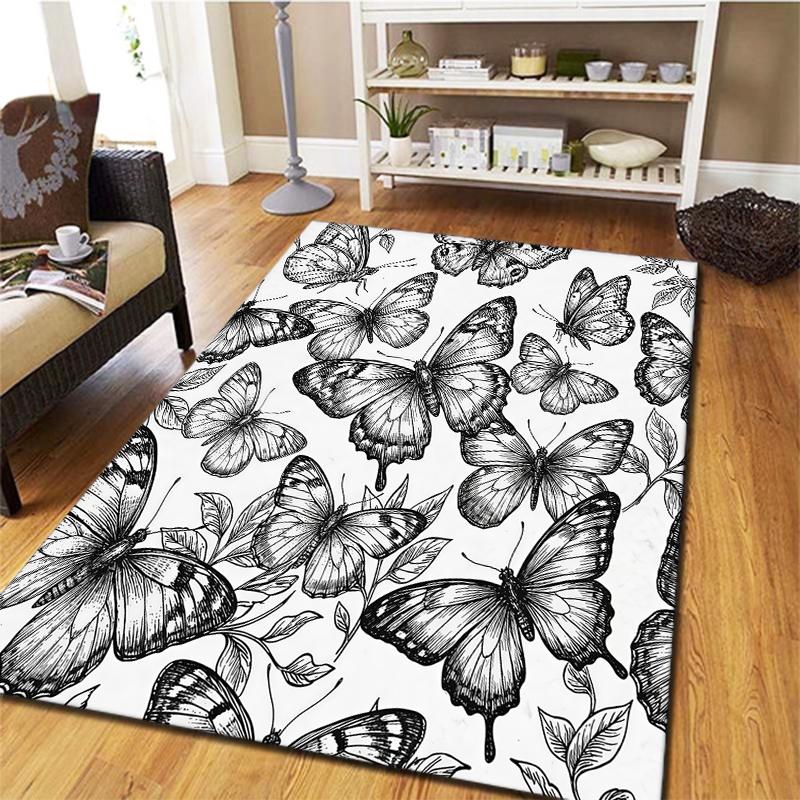 Black White Animals Pattern Square Carpet,Area Rug,Carpet Rug for Living Room Bedroom Sofa Playroom Decor,Non-slip Floor Mat,Holiday Birthday Gifts
