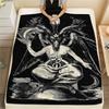 1PC Baphomet Print Flannel Blanket, High Quality All Seasons, Home Decor, Warmth and Comfort, Perfect for Christmas Gifts