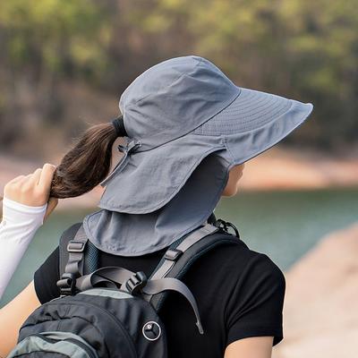 Women Bonnet Neck Protection Wide Large Brim Bucket Hat Sun Hat Shawl Visor Cap Ladies Hat