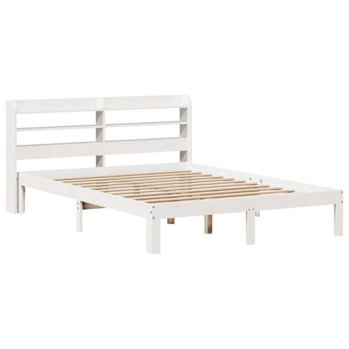 VidaXL Bed Frame with Headboard White 160x200 Cm Solid Pine Wood, Bed, Bedroom Furniture, Wooden Bed, Bed 3306793
