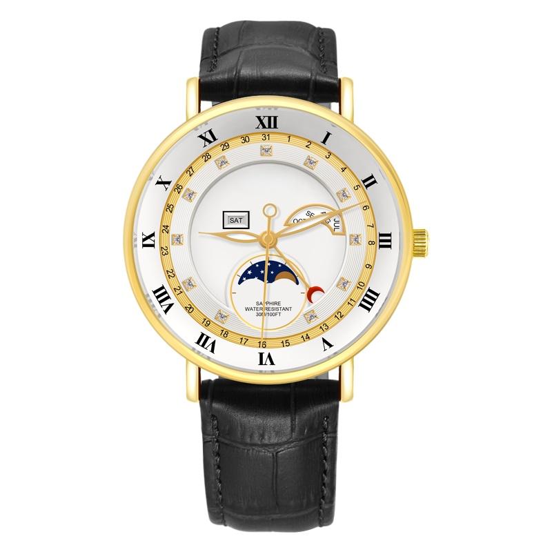 Custom Logo Private Label Watch Men Waterproof Chronograph Wrist Watch Luxury Quartz Sports Moon Phase Business Watches