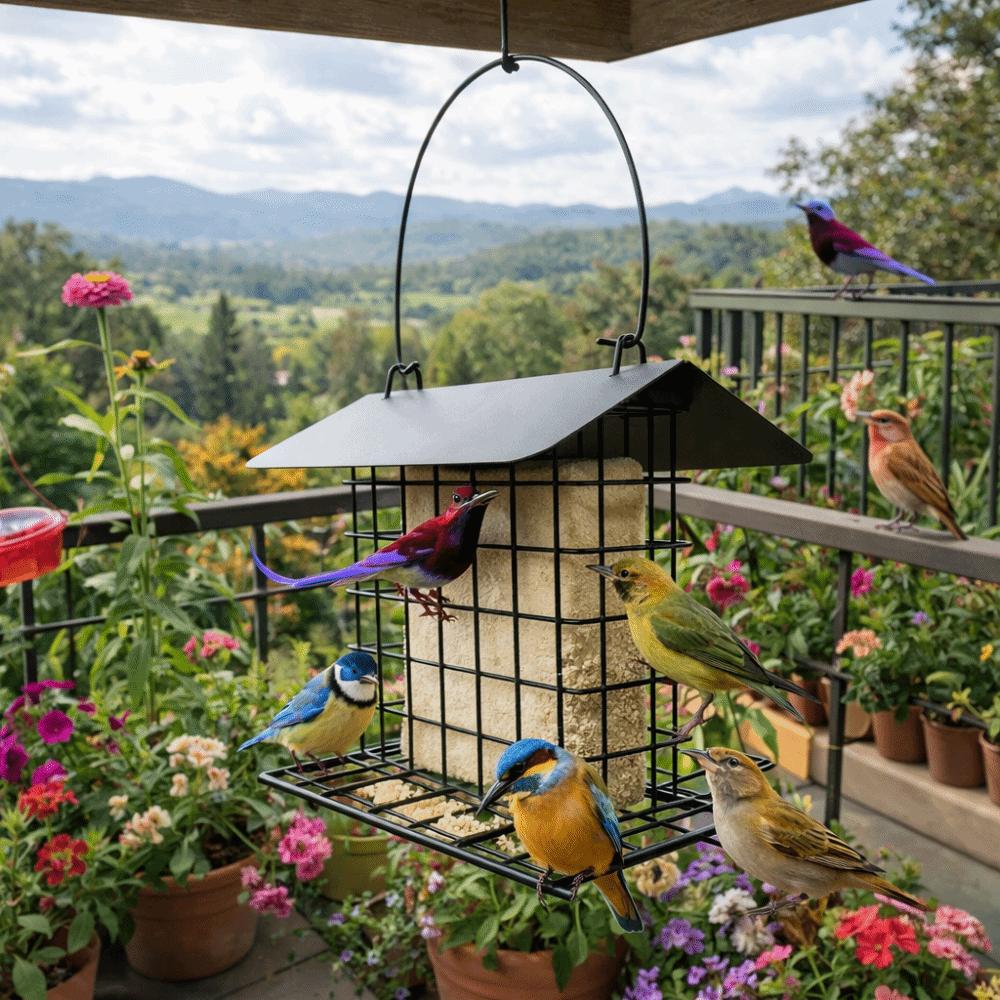 Weatherproof Bird Feeding Station Large Capacity Bird Food Container Food Dispenser  Backyard