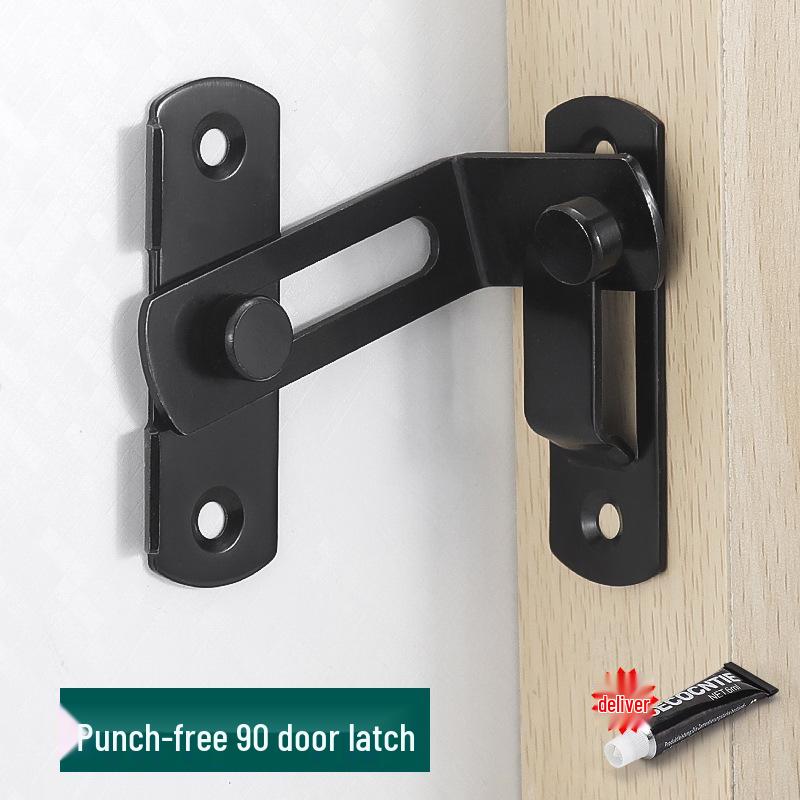 Black Stainless Steel Anti-Theft Sliding Door Lock Latch for Wooden Doors