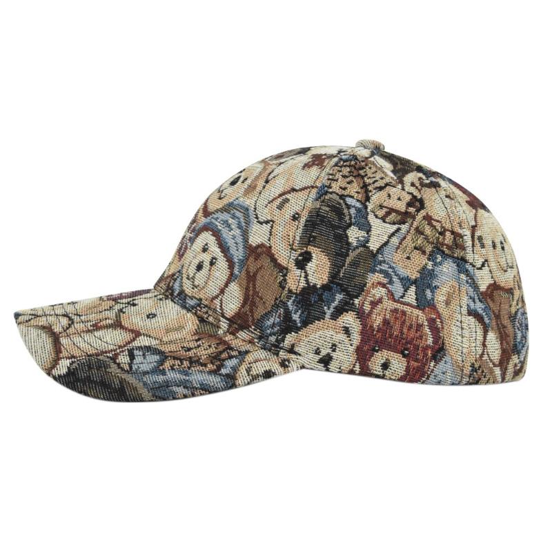 Trendy Cute Bear Print Hard Top Baseball Cap, Unisex Sun Protection Duckbill Cap, Daily Cotton Sport Cap