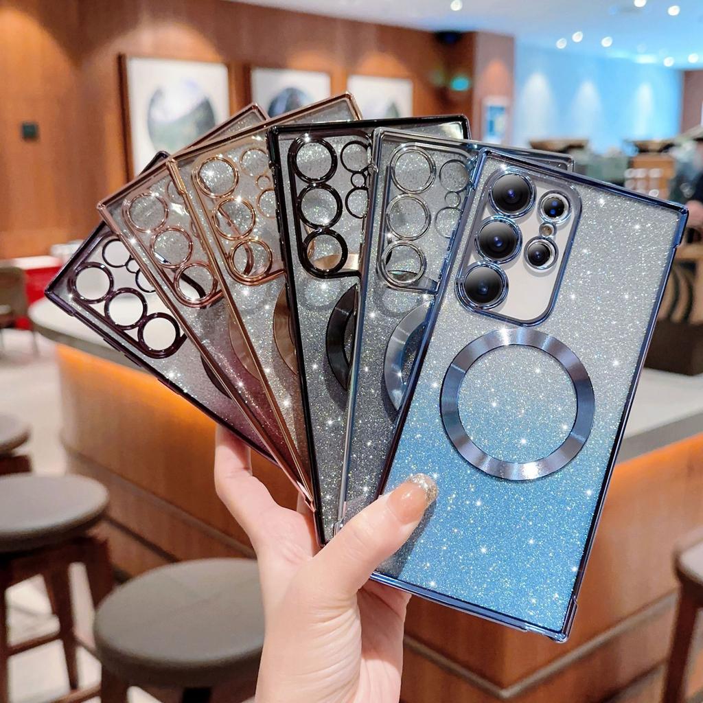 Applicable to Samsung S11Ultra electroplating magnetic attraction gradual change glitter mobile phone case S11 all-inclusive mirror film S11 sof