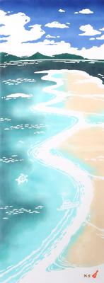 KOMESICHI COLLECTION Airashika Japanese Goods Chusen Tenugui "Sandbar (2014)" MAHALO 33 X 90cm